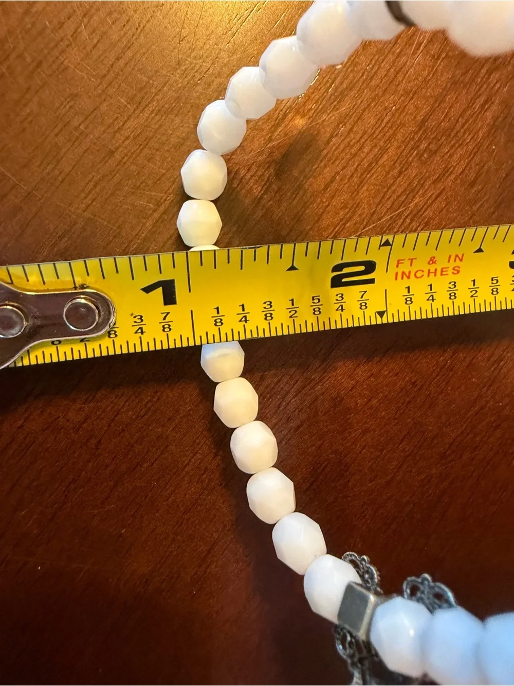 Sabika White Beaded Bracelet with Delicate Heart Charm